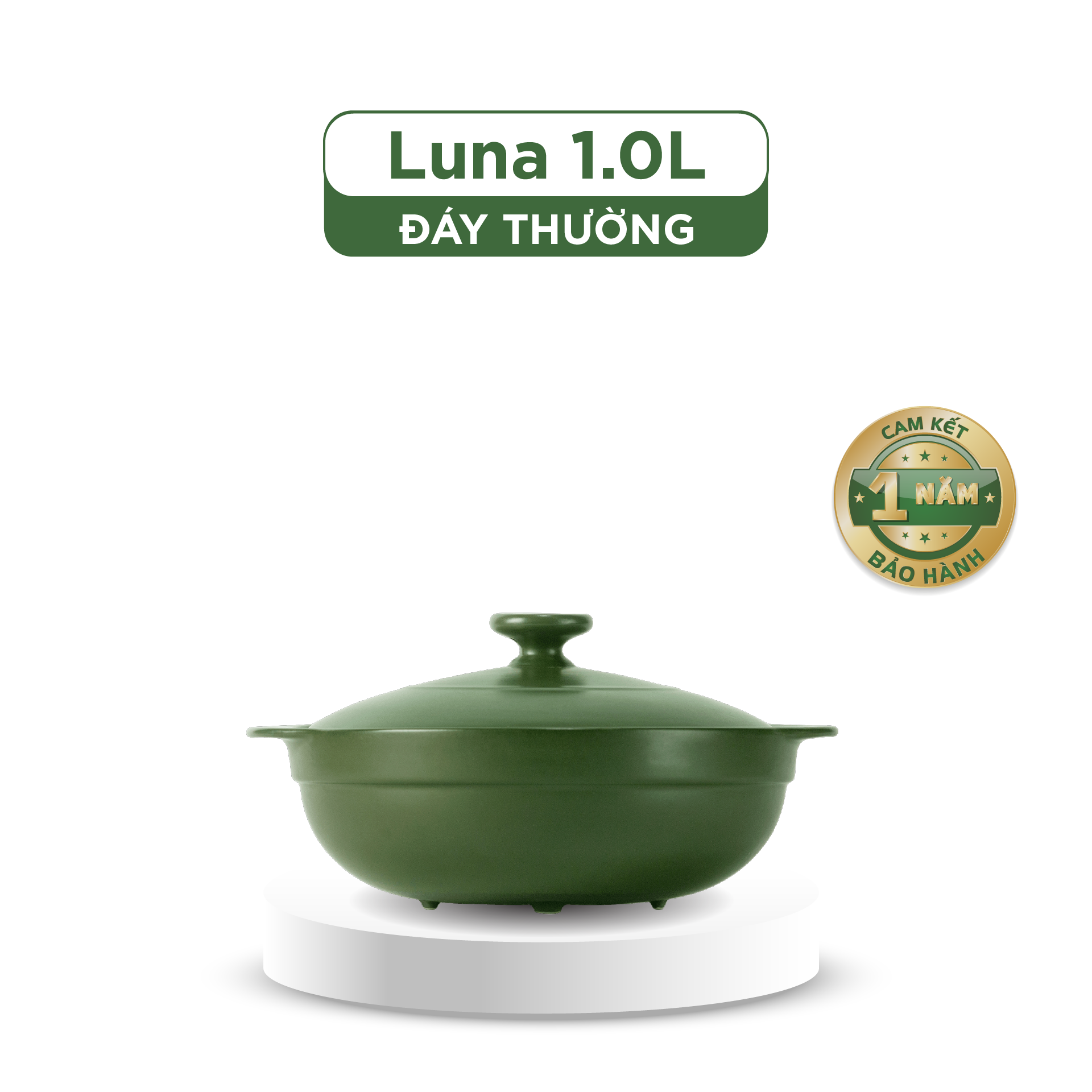 Nồi dưỡng sinh Luna 1.0 L + nắp (CK) - HealthyCook - Xanh Rêu