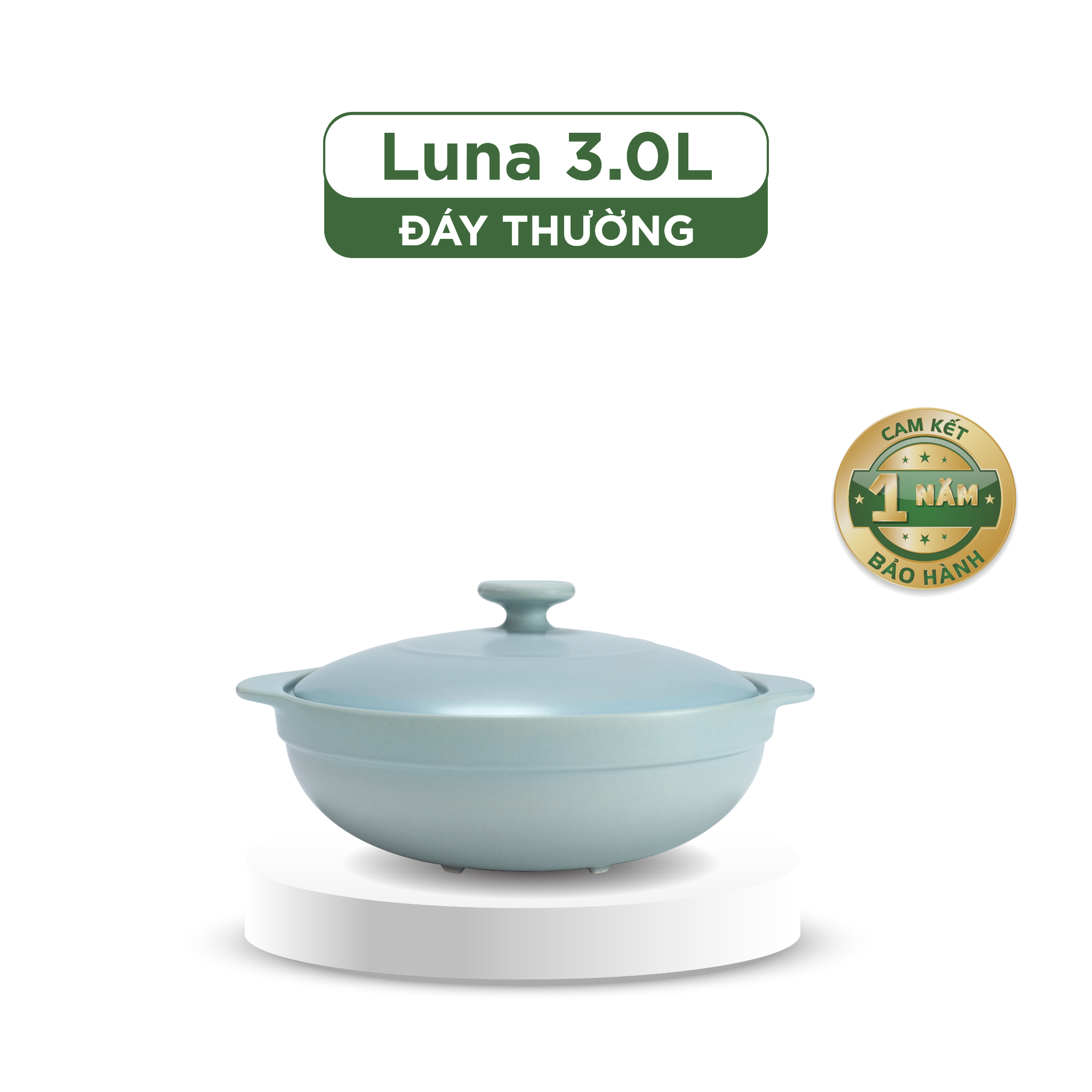 Nồi dưỡng sinh Luna (Nồi cạn) 3.0 L + nắp (CK) - màu xám