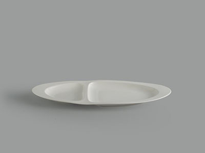 Dĩa oval 2 ngăn 40 cm Gourmet trắng ngà