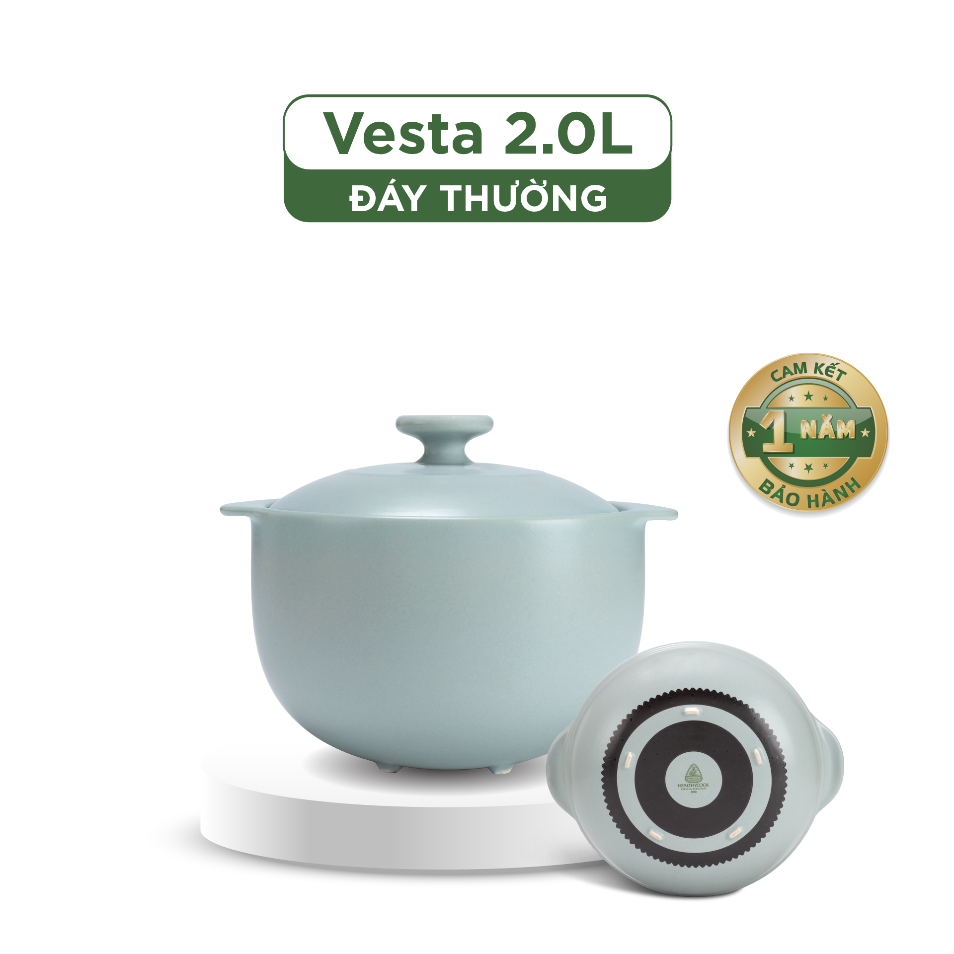 Nồi dưỡng sinh Vesta (Nồi tròn cao) 2.0 L + nắp (CK) (bếp từ) - Màu Xám 2