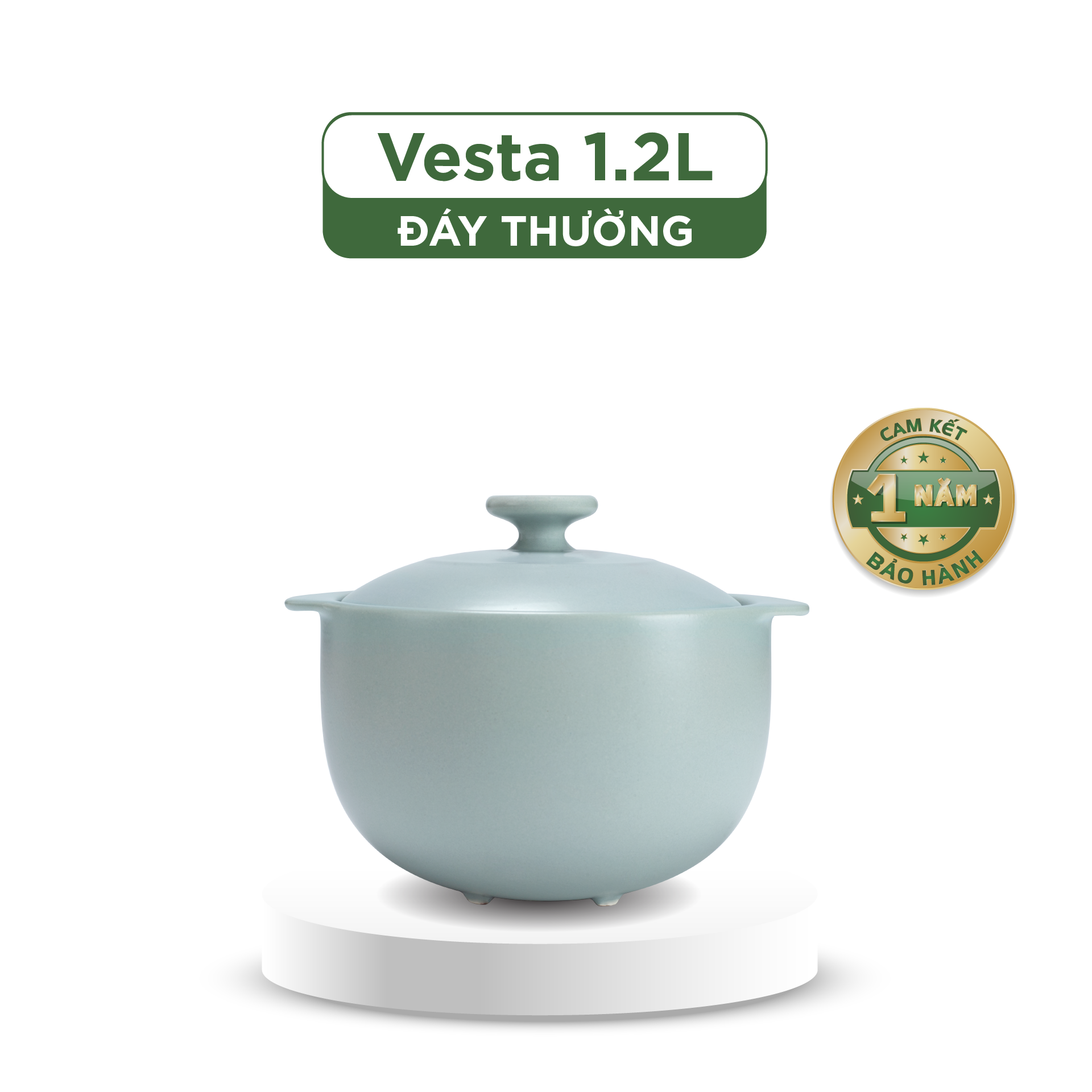 Nồi dưỡng sinh Vesta (Nồi tròn cao) 1.2 L + nắp (CK) - màu xám