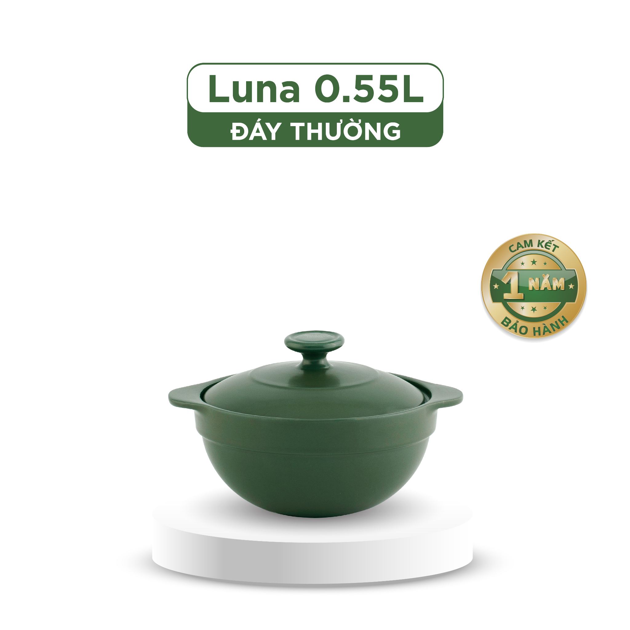 Nồi dưỡng sinh Luna 0.55L + nắp - Healthy Cook - Xanh rêu