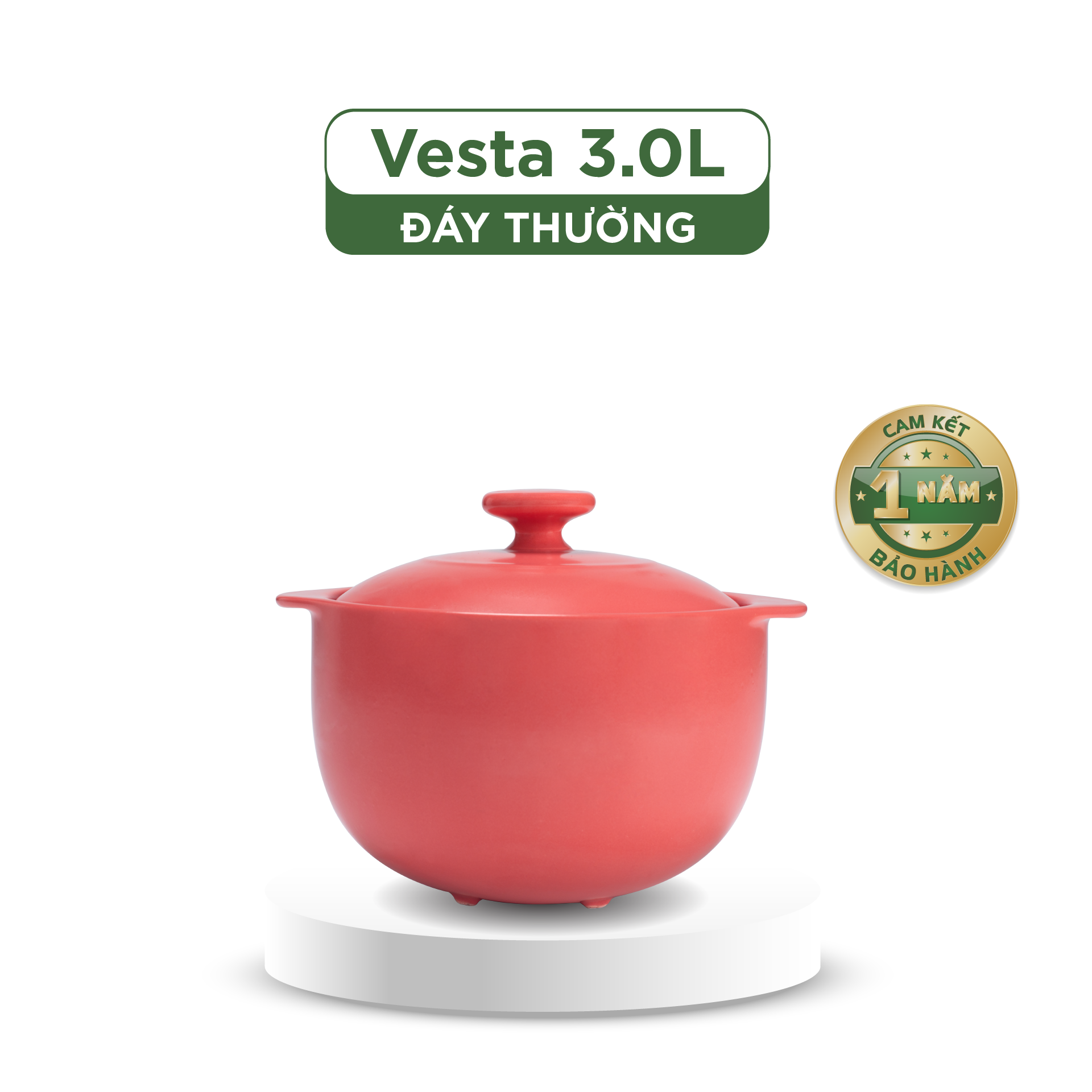 Nồi dưỡng sinh Vesta 3.0 L + nắp (CK) - Healthy Cook - Màu Đỏ