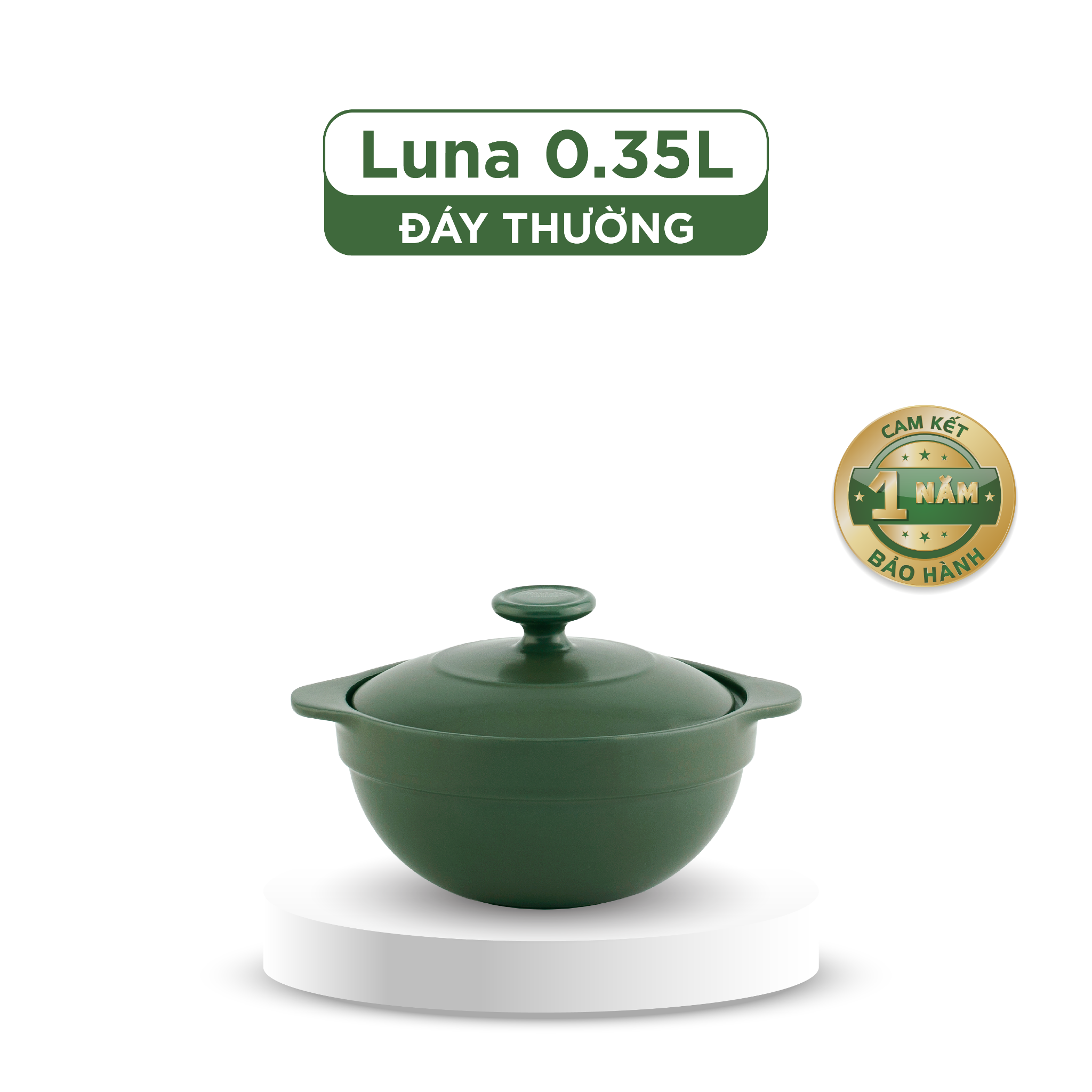 Nồi dưỡng sinh Luna 0.35L + nắp - Healthycook - Xanh rêu